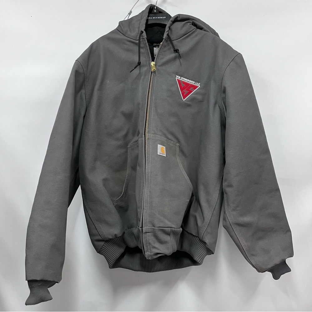 Carhartt LT Hooded Jacket grey J140 GVL rugged workwear quilted duck canvas